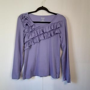 Old Navy GiRLS purple ruffled long sleeve shirt